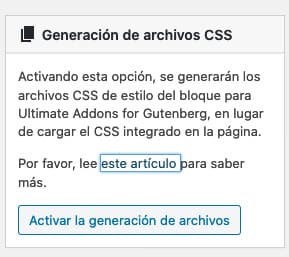 activar generacion de archivos